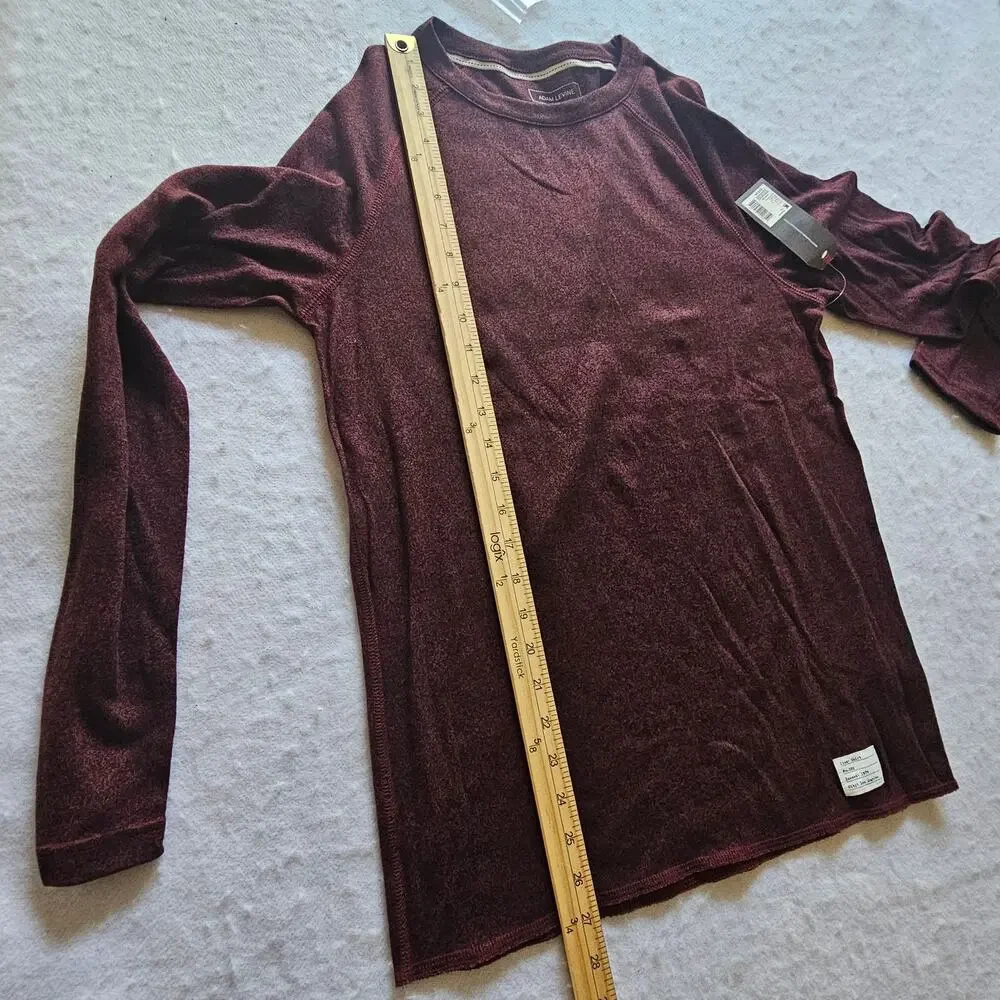 Adam Levine Men's Long Sleeve Top wRaw Hem Cranberry Black, Size Small - NEW